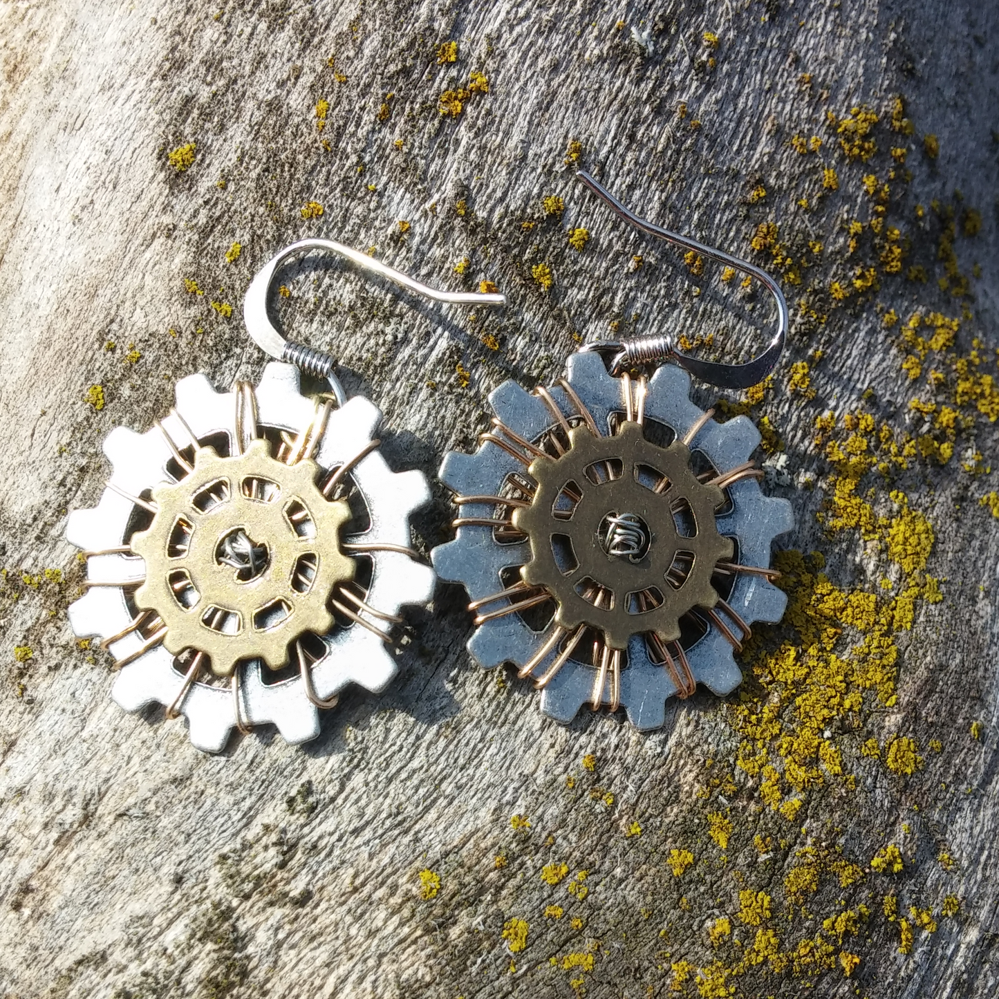 Turning Wheels Industrial Earrings