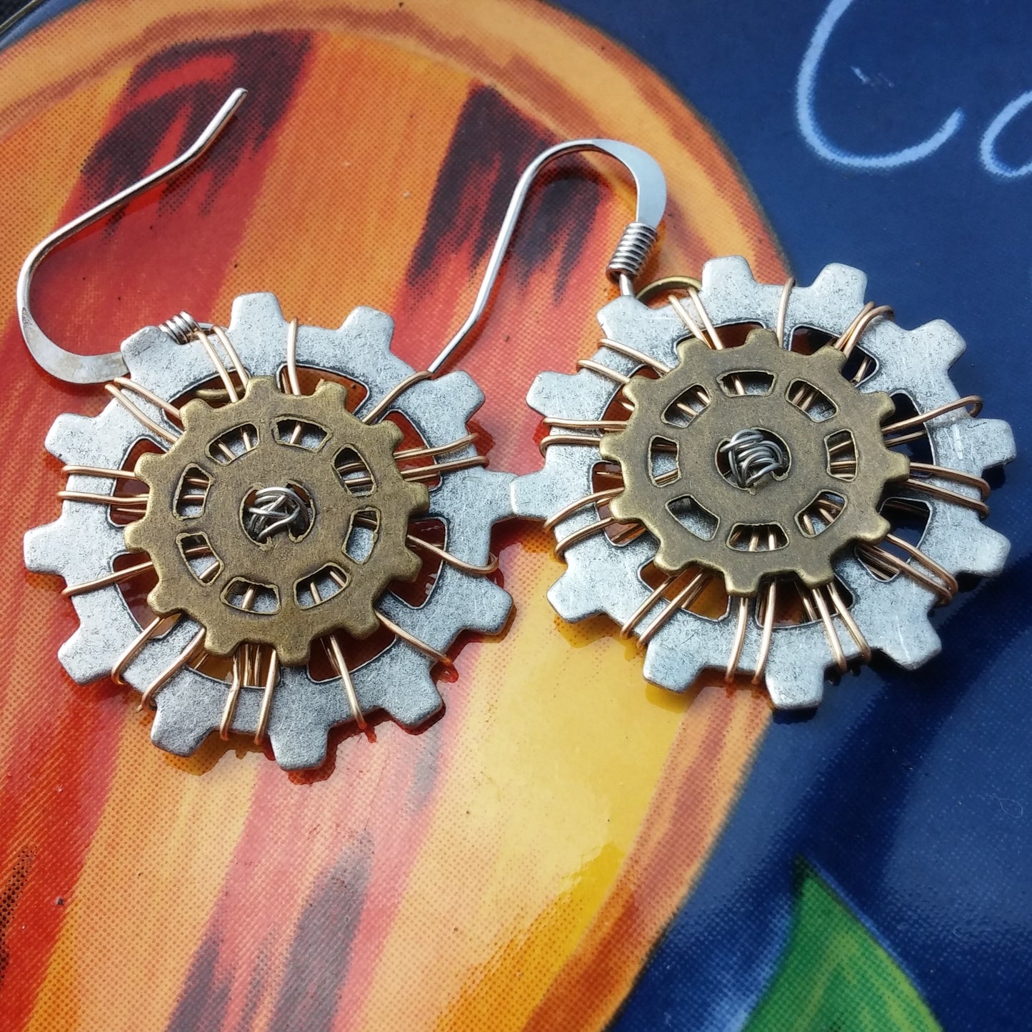 Turning Wheels Industrial Earrings