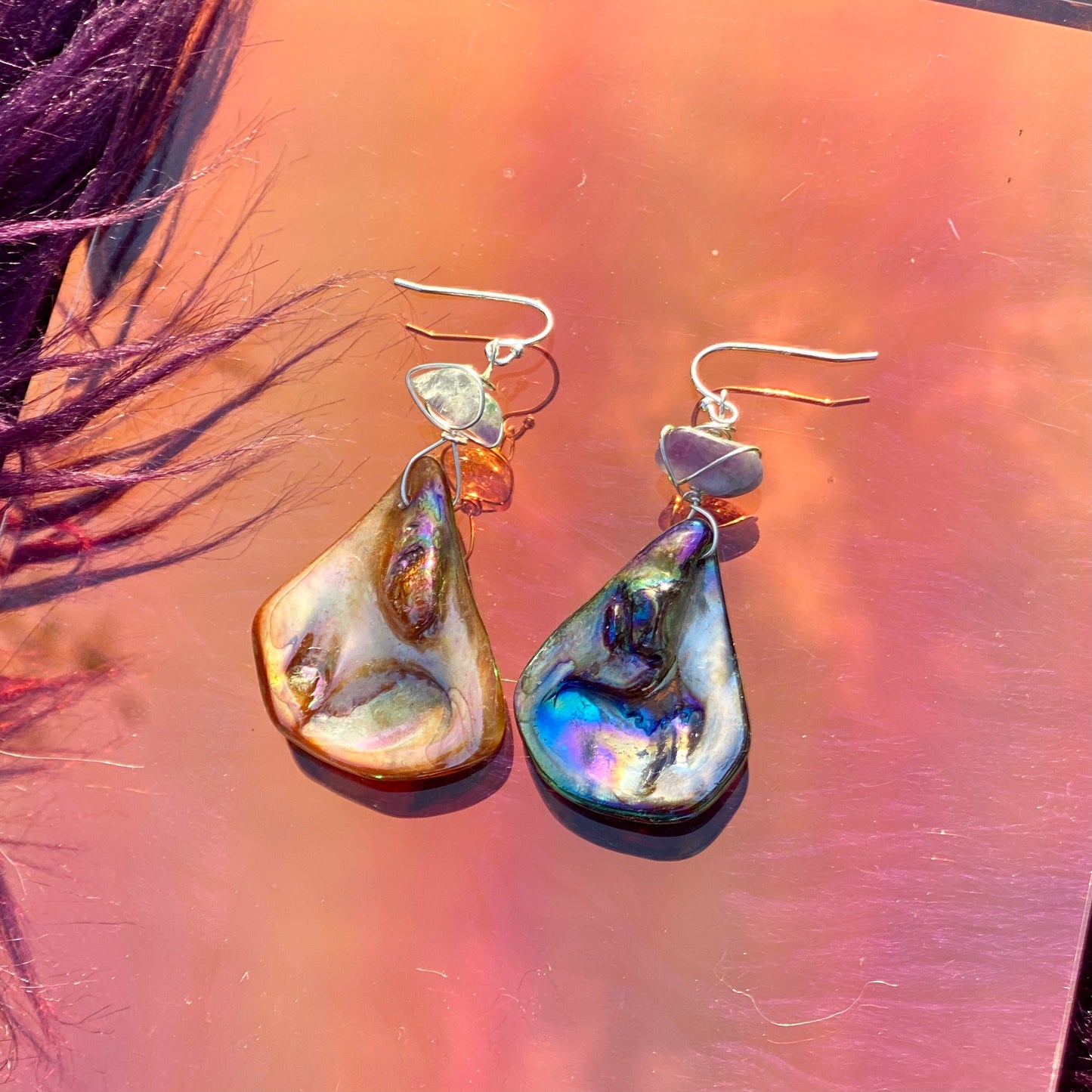 Trailblazer - Amethyst & Shell Sterling Silver Earrings