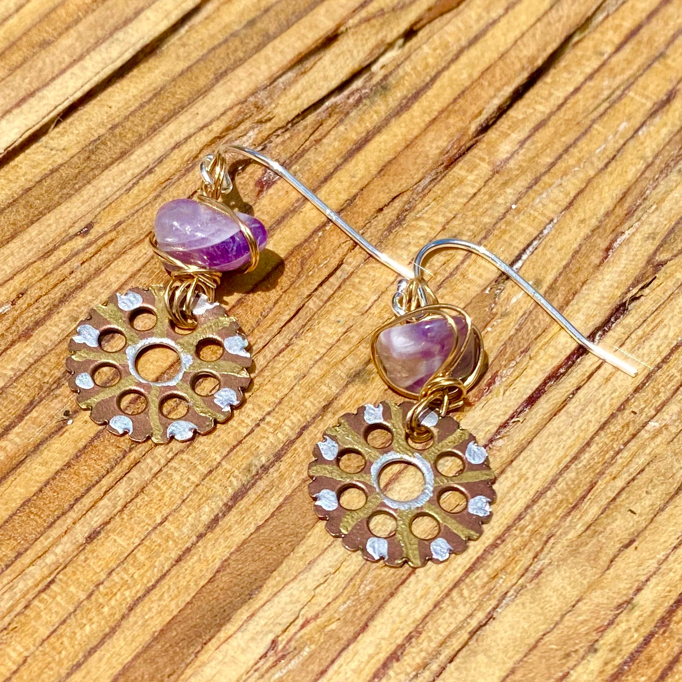 She’s like the Wind - Amethyst Watch Gear Earrings