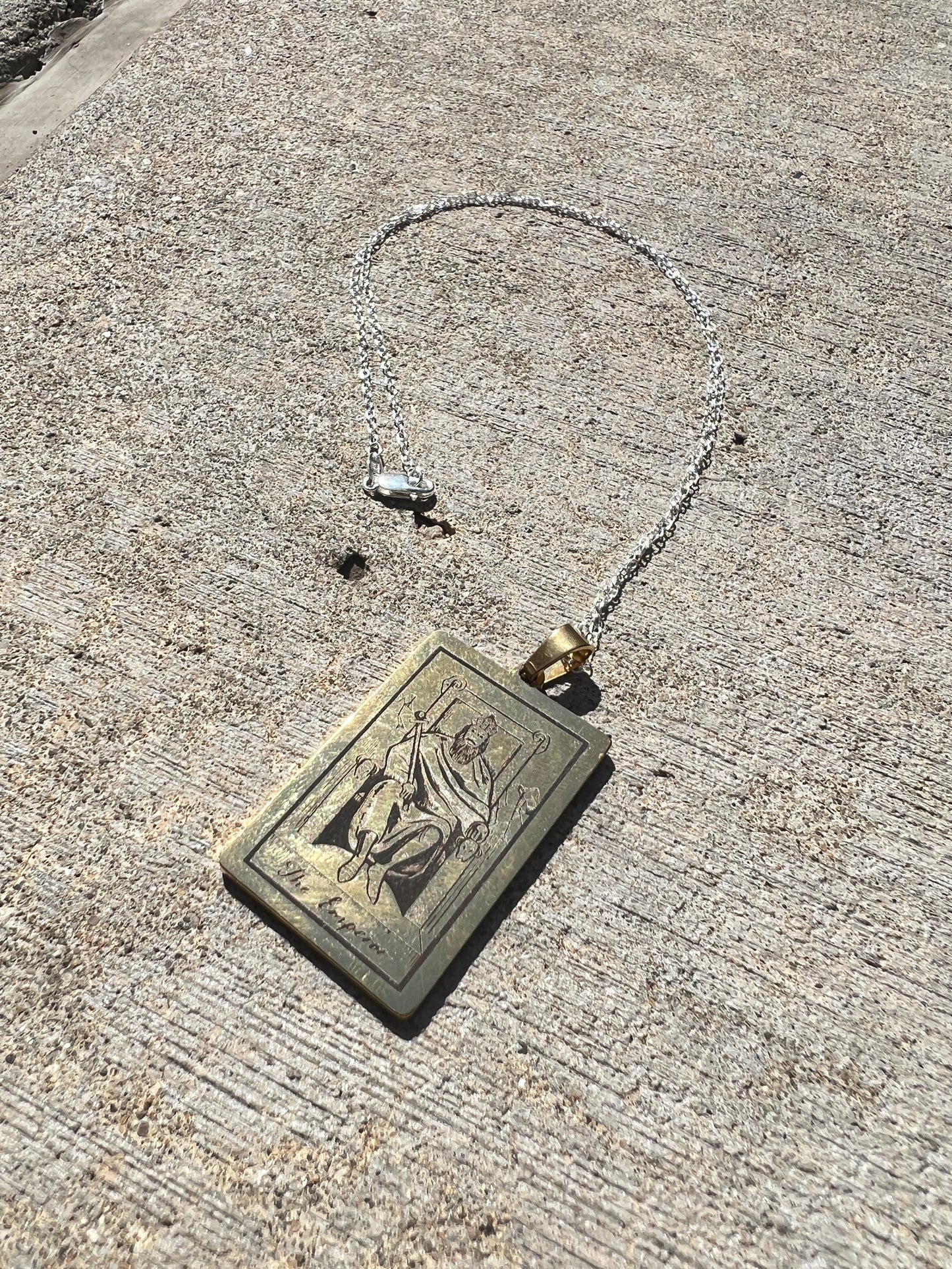 The Emperor Tarot Card Sterling Silver Necklace