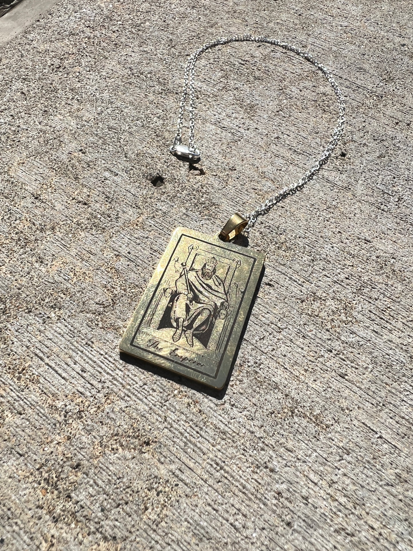 The Emperor Tarot Card Sterling Silver Necklace