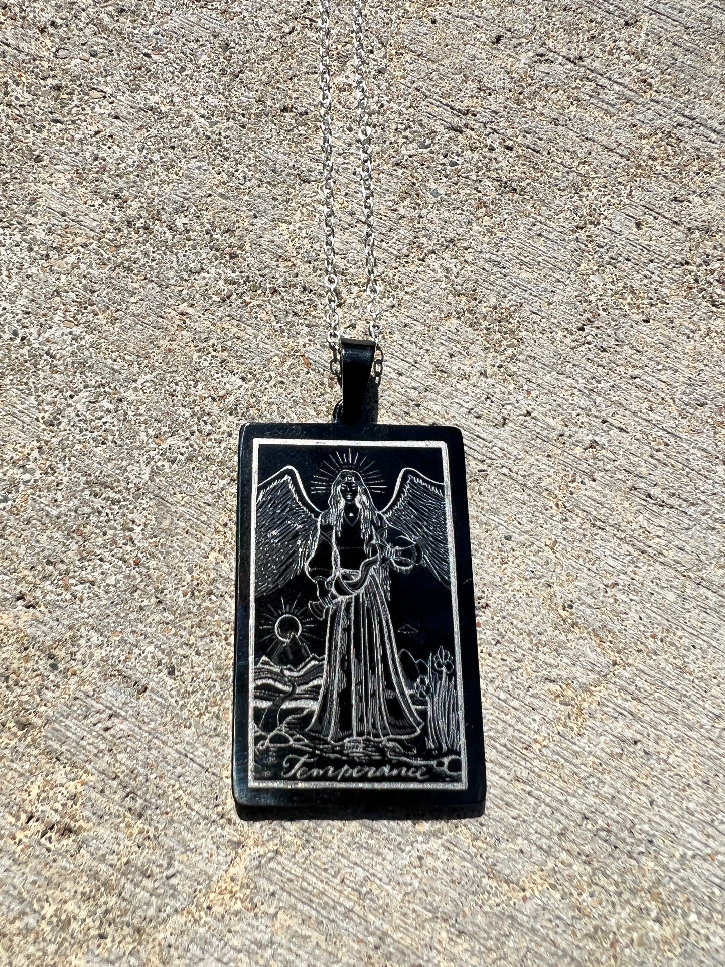Temperance Tarot Card Sterling Silver Necklace