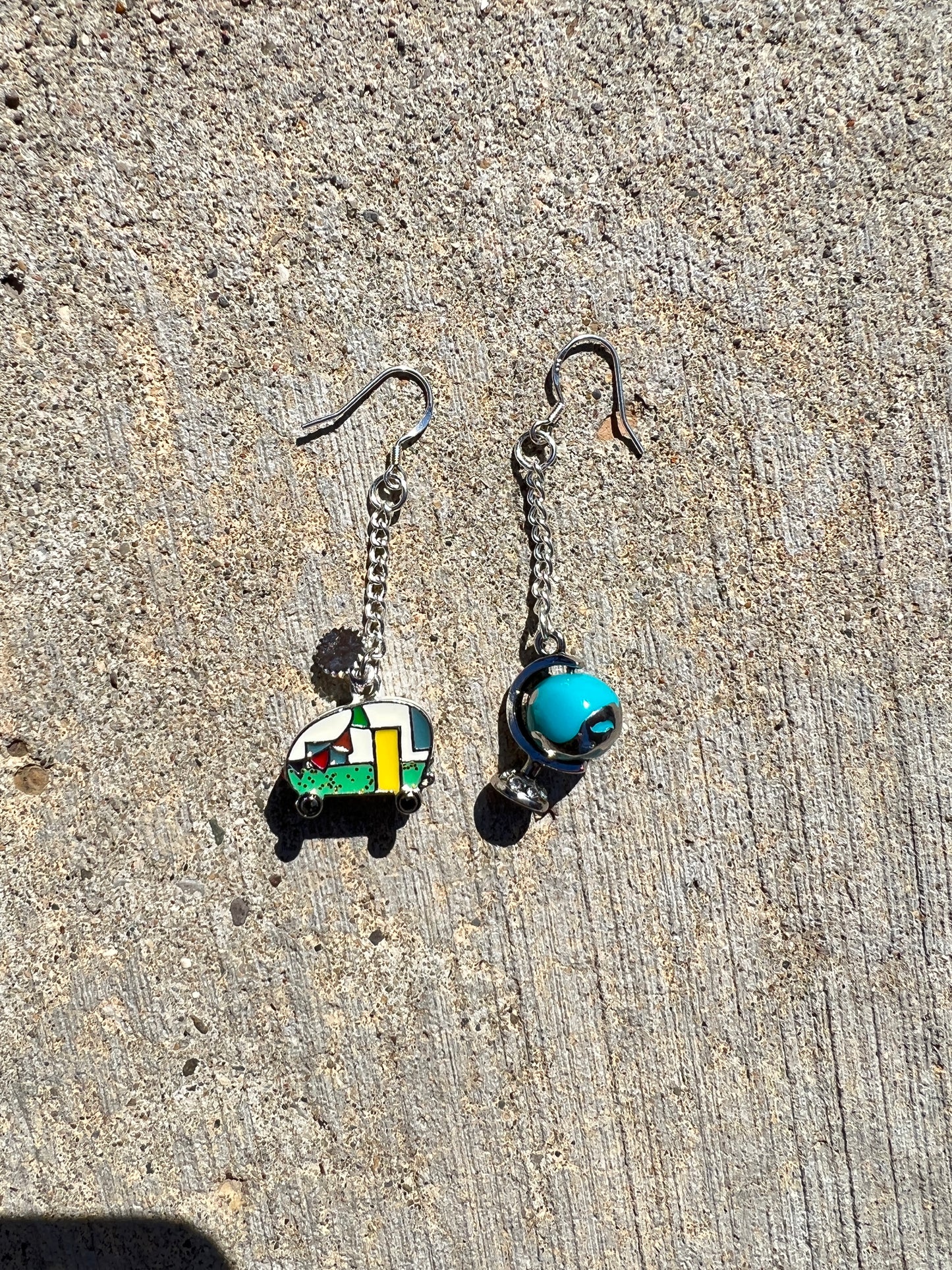Travel the Globe Enameled Sterling Silver Earrings