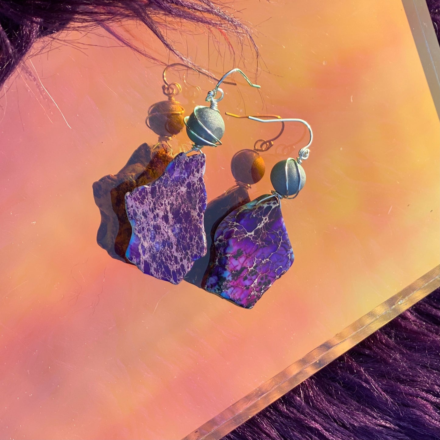 Purple Jasper Sterling Silver Earrings