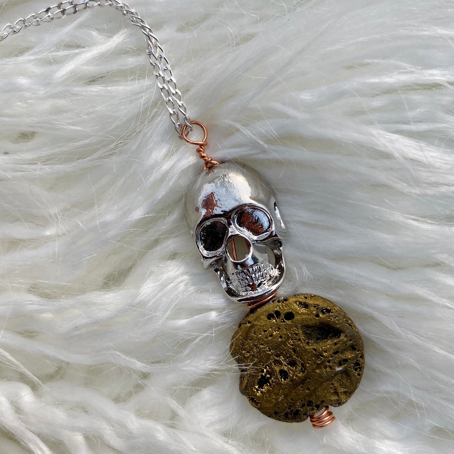Walk the Plank - Druzy Skull Sterling Silver Necklace