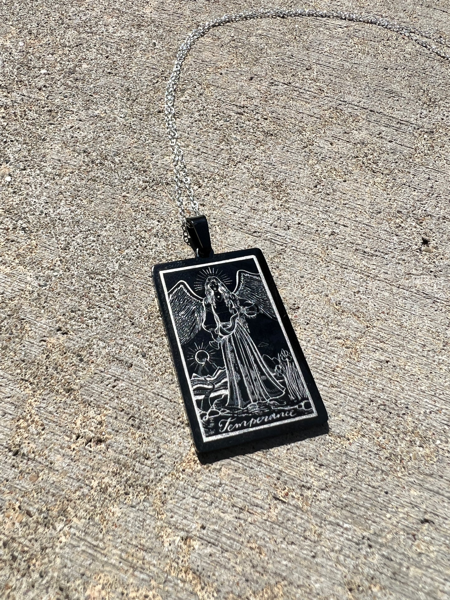 Temperance Tarot Card Sterling Silver Necklace
