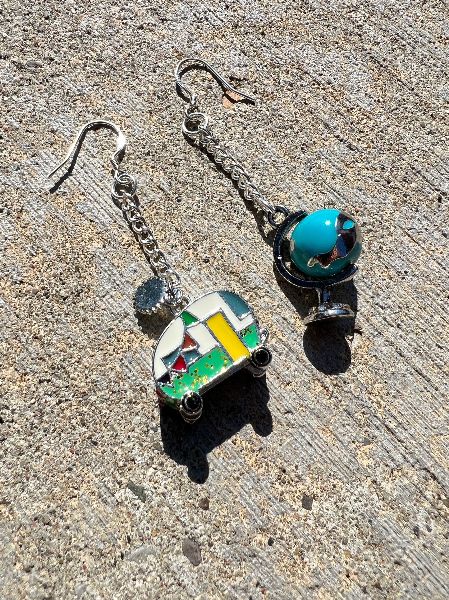 Travel the Globe Enameled Sterling Silver Earrings