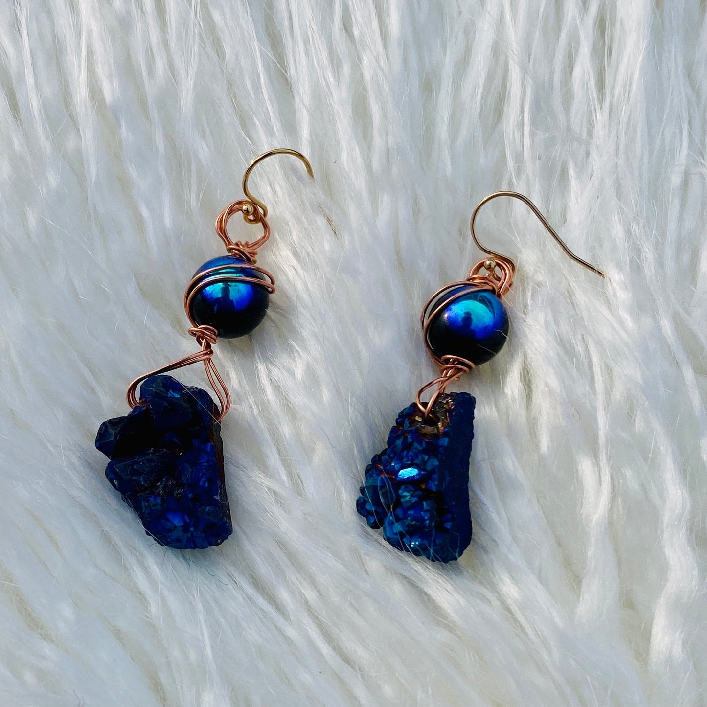 Ms. Kitty - 14k Gold Druzy Agate Earrings