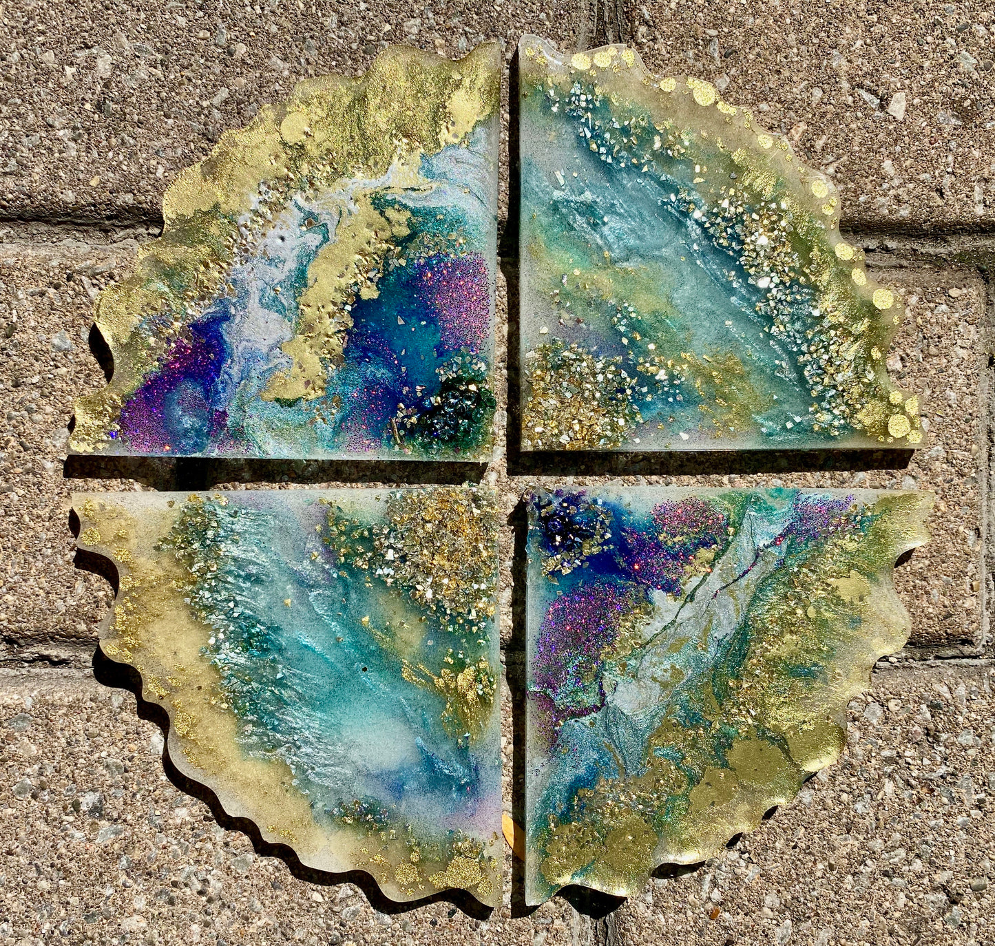 Reversible Epoxy ‘Agate’ Coaster Set