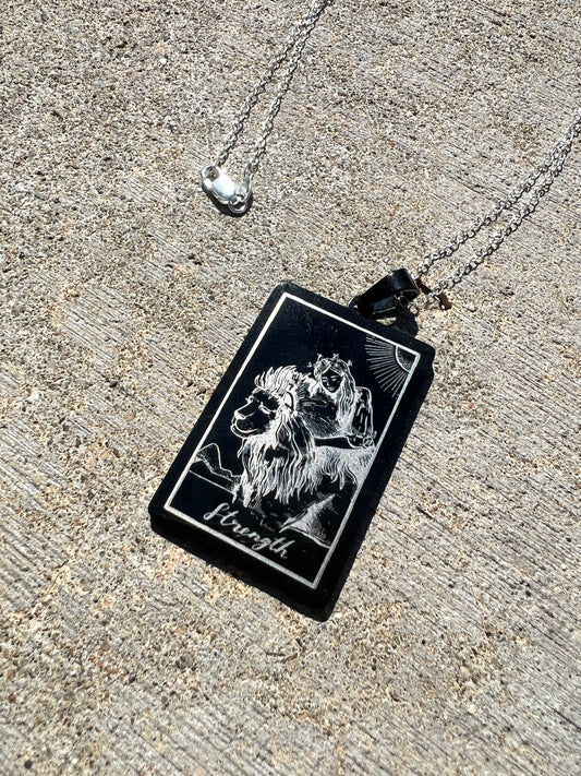 Strength Tarot Card Sterling Silver Necklace