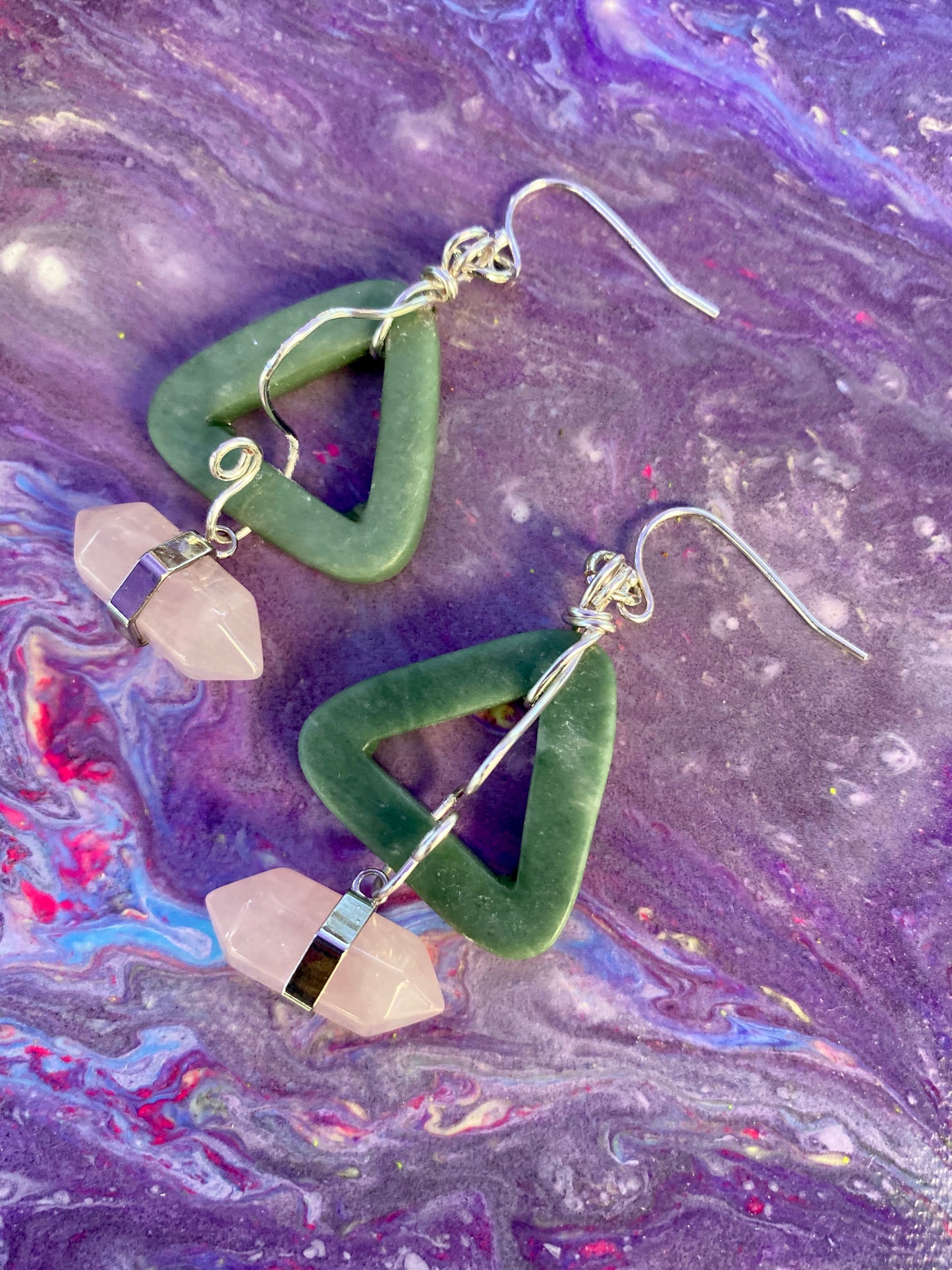 Oz - Rose Quartz Crystal Earrings