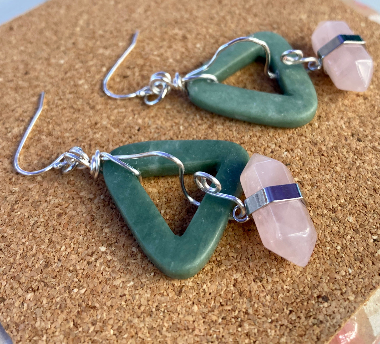 Oz - Rose Quartz Crystal Earrings