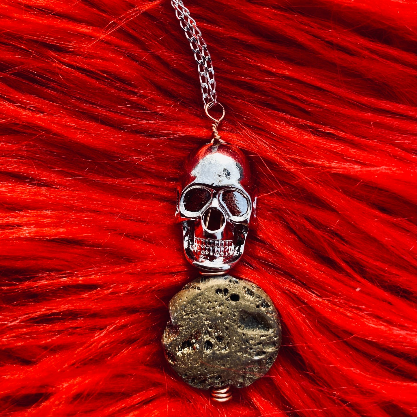Walk the Plank - Druzy Skull Sterling Silver Necklace