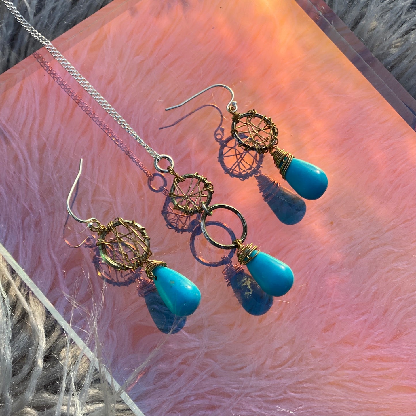 Daughter of Ma’at - Turquoise Necklace & Earrings Set