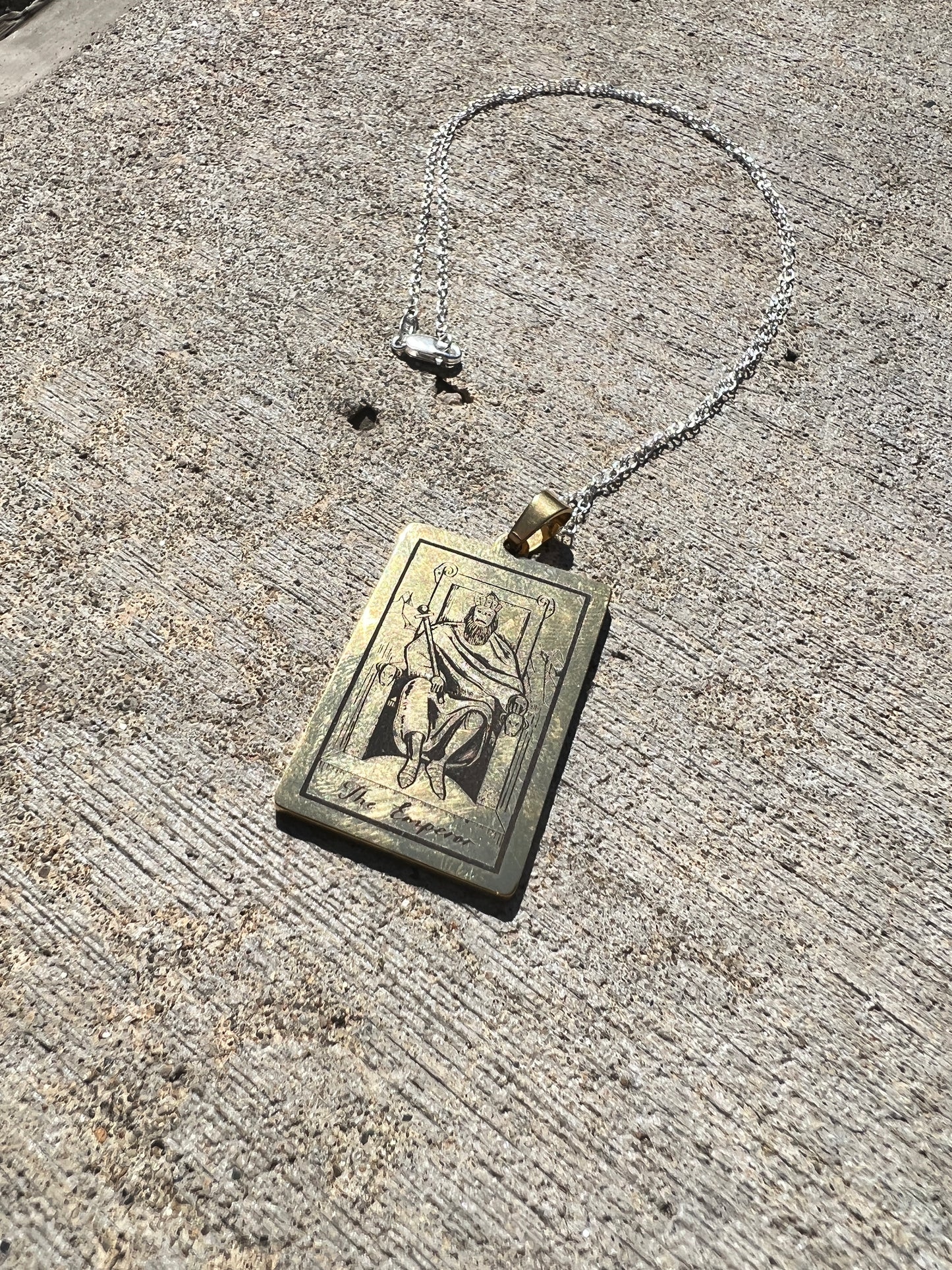 The Emperor Tarot Card Sterling Silver Necklace