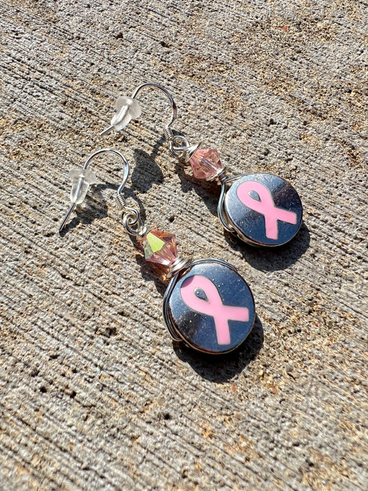 Cancer Awareness Sterling Silver Earrings