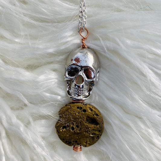 Walk the Plank - Druzy Skull Sterling Silver Necklace