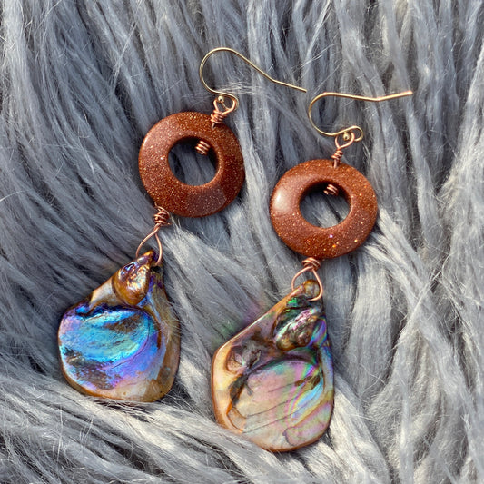 Queen of Atlantis - 14k Gold Abalone Earrings