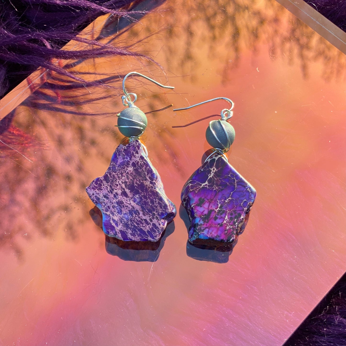 Purple Jasper Sterling Silver Earrings