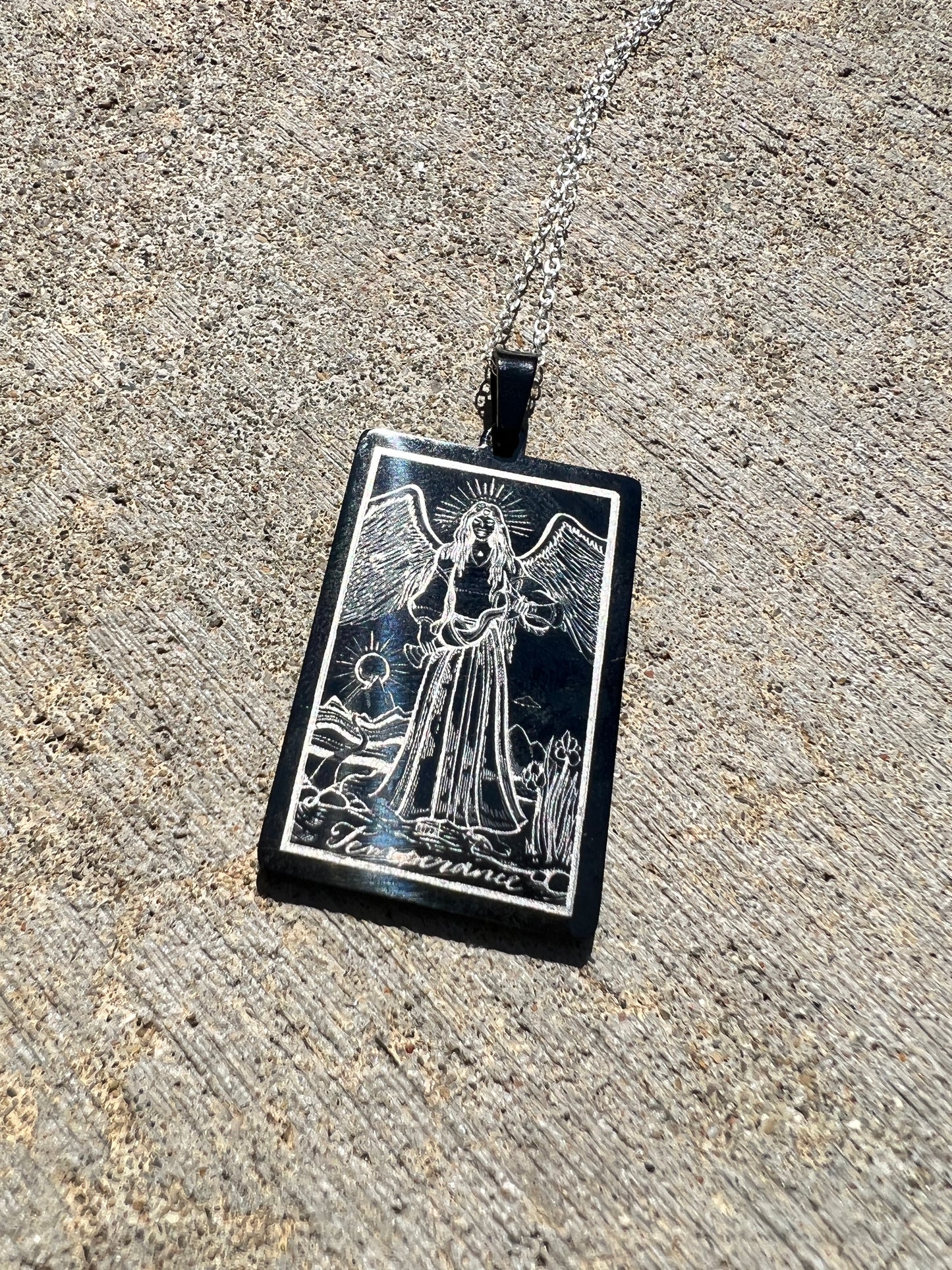 Temperance Tarot Card Sterling Silver Necklace
